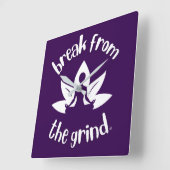 ロータスヨガ（白） BFTGクロック スクエア壁時計 (傾斜)