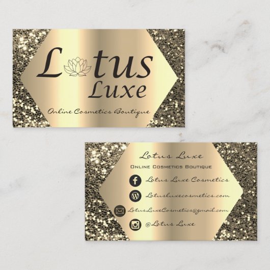 ロータスラックスメイクアップ眉毛まぶし金ゴールドソーシャルメディア 名刺 (正面/裏面)