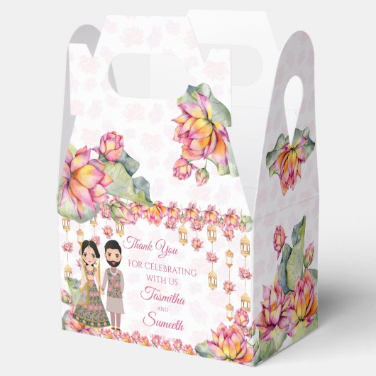 ロータスランタンインディアンメンディパーソナライズされた フェイバーボックス (オープン)