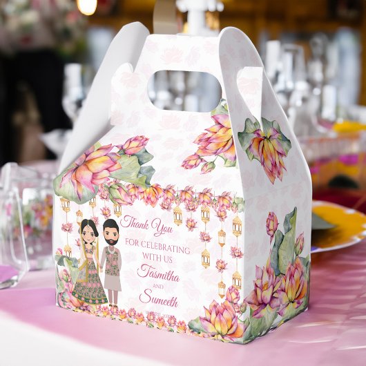 ロータスランタンインディアンメンディパーソナライズされた フェイバーボックス