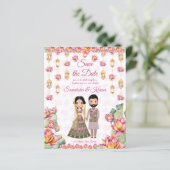 ロータスランタンインディアン結婚式の日付招待状を保存 (スタンド正面)