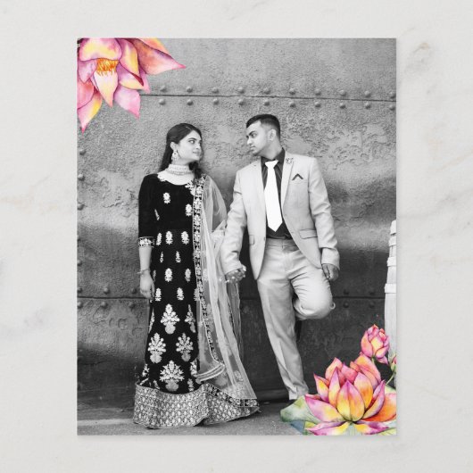 ロータスランタンインディアン結婚式の日付招待状を保存 (裏面)