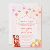 ロータスランタン メヘンディ サンギート インドのウェディング 招待状 (正面)