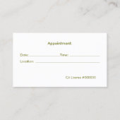 ロータスロゴウェルネスとメンタルヘルスアポイントメント 予約カード (裏面)