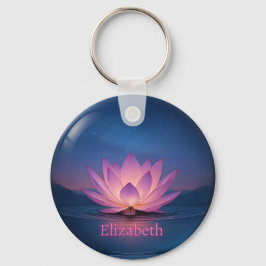 ロータス白熱［赤熱］光を放つガラス球キーチェーン – 名前をカスタムする キーホルダー