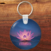 ロータス白熱［赤熱］光を放つガラス球キーチェーン – 名前をカスタムする キーホルダー (裏面)