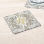 ロータス聖幾何学にメタトロンの立方体 スクエアペーパーコースター (アングル)