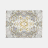 ロータス聖幾何学にメタトロンの立方体 フリースブランケット (正面(横))