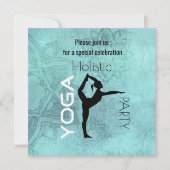 ロータス背景のヨガポーズパーティー 招待状 (正面)