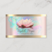 ロータス金ゴールドストライプバラ金ゴールドホログラフィックインクヨガ 名刺 (正面)