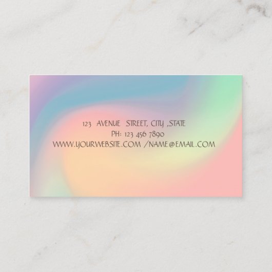 ロータス金ゴールドストライプホログラフィックインクカラフルヨガ 名刺 (裏面)