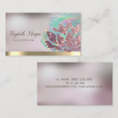 ロータス金ゴールドストライプホログラフィックインクヨガ 名刺 (正面/裏面)