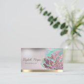 ロータス金ゴールドストライプホログラフィックインクヨガ 名刺 (スタンド正面)