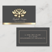 ロータス金ゴールドストライプヨガインストラクター 名刺 (正面/裏面)