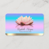 ロータス金ゴールドストライプヨガホログラフィグラデーションック 名刺 (正面)