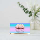 ロータス金ゴールドストライプヨガホログラフィグラデーションック 名刺 (スタンド正面)