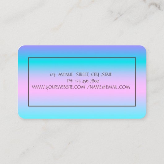 ロータス金ゴールドストライプヨガホログラフィグラデーションック 名刺 (裏面)