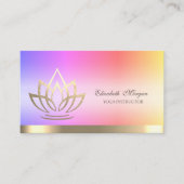 ロータス金ゴールドフラワーストライプヨガインストラクター 名刺 (正面)