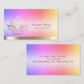 ロータス金ゴールドフラワーストライプヨガインストラクター 名刺 (正面/裏面)