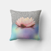 ロータス銀エレガントグリッター《写真》ぼけ味ホログラフィック クッション (裏面)