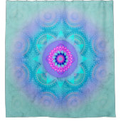 ロータス開花ターコイズ曼荼羅 シャワーカーテン (正面)