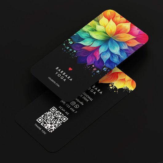 ロータス鮮やかマカラフルダラセラピストヨガ 名刺