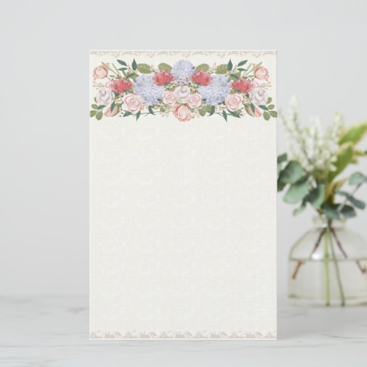 ロータス、アジサイ、バラフローラヘッジ文房具 便箋 (スタンド正面)