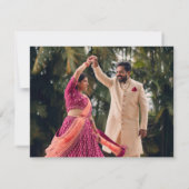 ロータス インドの結婚式 出席確認カード QRコード付き 出欠カード (裏面)
