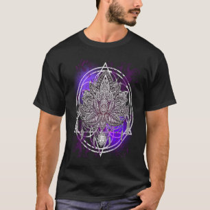 ロータス・クリスタル ゼン フラワー・オブ・ライフ ヒッピーの聖なる幾何学 Tシャツ