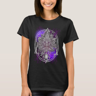 ロータス・クリスタル ゼン フラワー・オブ・ライフ ヒッピーの聖なる幾何学 Tシャツ
