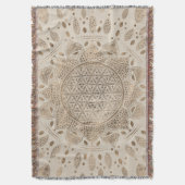 ロータス·ドット·アート·パステル·ゴールドの花 スローブランケット (正面縦)