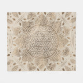 ロータス·ドット·アート·パステル·ゴールドの花 フリースブランケット (正面(横))