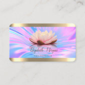 ロータス フラワー ゴールド ストライプ ホログラフィック ヨガ 名刺 (正面)