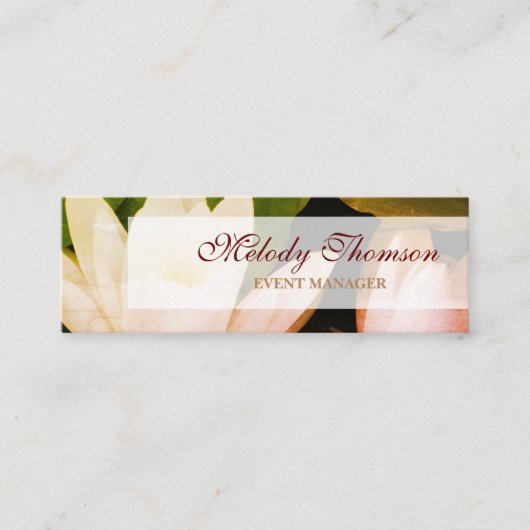 ロータス,名刺,サイズ:ミニ, 7.6センチx 2.5センチ スキニー名刺 (正面)