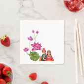 ロータス、新郎新婦写真 スタンダードカクテルナプキン (インサイチュ)