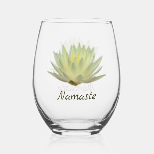 ロータス《植物》スイレンパステルイエローグリーンフローラ ステムなしワイングラス (正面)