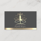 ロータス,金ゴールドウィメンシルエット,ヨガインストラクター 名刺 (正面)