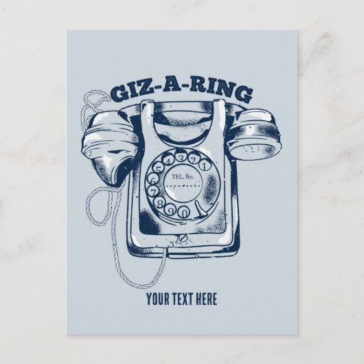 ロータリダイヤル電話（青） ポストカード (正面)