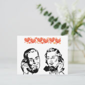 ロータリー電話はがきに恋をするレトロカップル ポストカード (スタンド正面)