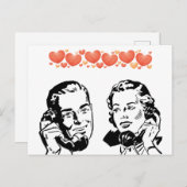 ロータリー電話はがきに恋をするレトロカップル ポストカード (正面/裏面)