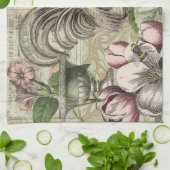 ローターガーデンフラワーバタフライアート キッチンタオル (折り畳み)