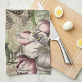 ローターガーデンフラワーバタフライアート キッチンタオル (四つ折り)