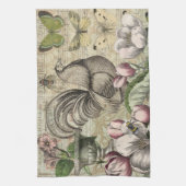 ローターガーデンフラワーバタフライアート キッチンタオル (縦)