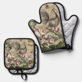 ローターガーデンフラワーバタフライアート 鍋つかみ&鍋敷きセット (正面/裏面)