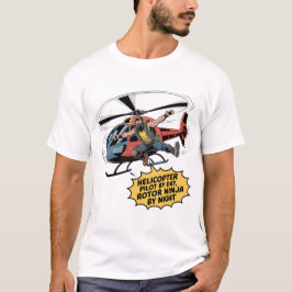 ローターニンジャ:ダイナミックなコミックスタイルのヘリコプターパイロット Tシャツ