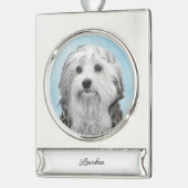 ローチェン絵画ズ – かわいいオリジナルドッグアートシルバーPl シルバープレートバナーオーナメント (左)
