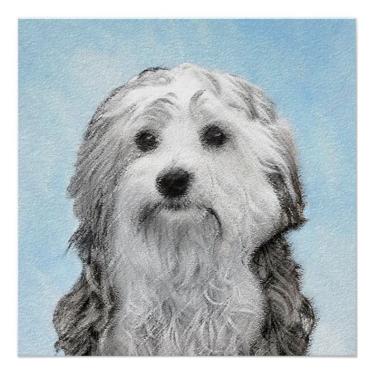 ローチェン 絵画 - かわいいオリジナル犬アート ポスター (正面)