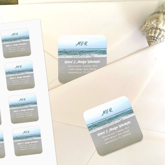 ローチドモノグラム差出人住所封筒用シール スクエアシール