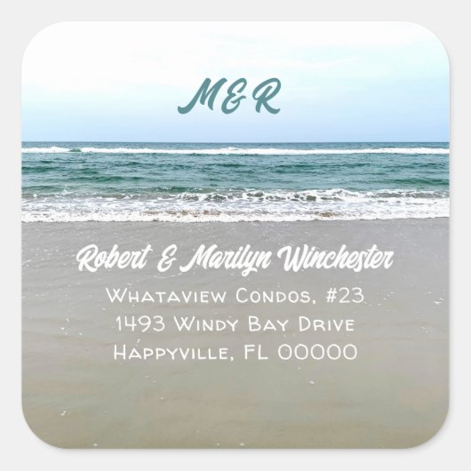 ローチドモノグラム差出人住所封筒用シール スクエアシール (正面)