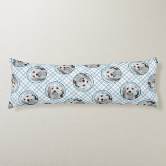 ローチ絵を描ェンのシルバーとクリームオリジナルドッグアート ボディピロー (正面)